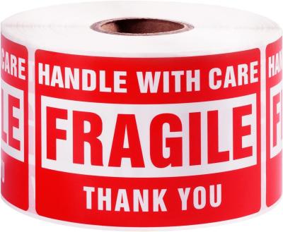 China 3 X 2 Inch Handle With Care Fragile Stickers For Shipping Moving Glass 500 Permanent Adhesive Fragile Labels for sale