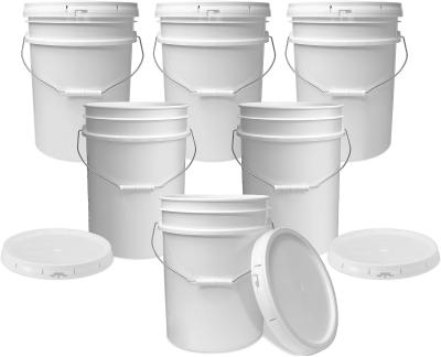 Chine 5 gallons de seau blanc et couvercle - Durable 90 Mil tout usage seau - qualité alimentaire - plastique sans BPA (5 Gal. W/couvercles - 6pk) à vendre