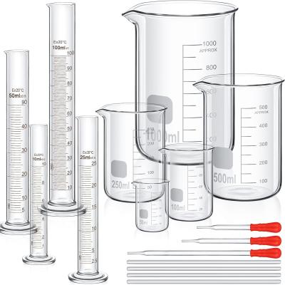 China Glass Or Plastic Graduated Cylinder Beaker Set, Thick Lab Cylinders (10 Ml, 25 Ml, 50 Ml, 100 Ml), Beaker Te koop