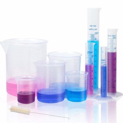 China Plastic Graduated Cylinders And Beakers 5 Pipettes, 10ml 25ml 50ml 100ml Cylinders, 50ml 100ml 250ml 500ml 1000ml Te koop