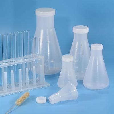 China 1000ml Plastic Erlenmeyer Flask With Screw Caps, 2 Pack Narrow Mouth Conical Flask For Laboratory, Clear for sale