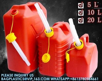 China Red Color 2.5 Gallon Plastic Gas Jerry Can 10 Litre HDPE Gasoline Diesel Fuel Container Flexible Spout Te koop