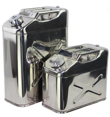 China 304 Stainless Steel Jerry Can Utility Jug 10L/20L Oil Water Tank With Flexible Nozzle & Screw Cap Te koop