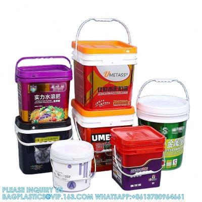 China 5 To 25 Liter Square Plastic Buckets Rectangular Buckets With Lid And Handle Custom Color Printing Logo for sale