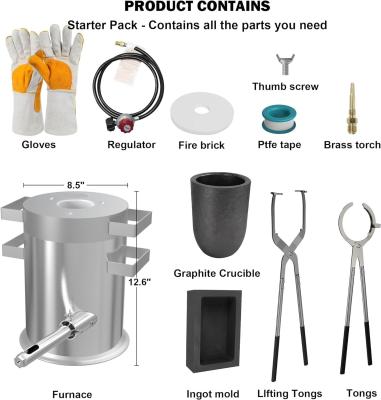 Chine Melting Furnace Kit with Two Crucible Tongs, Crucible, Ingot Mold and Gloves, Home Smelting Furnace for Melting Metal à vendre