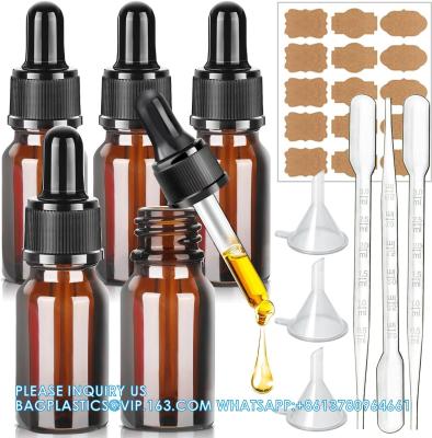 China Dropper Bottles 5PCS Amber Dropper Bottle With Funnels & Transfer Pipettes, Glass Tincture Bottles With Dropper 10ml Te koop