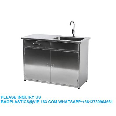 China Lab Furniture Supplies Factory Customized Laboratory Metal Stainless Steel Single Faucet Sink With Two Doors Cabinet Te koop