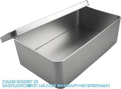 China Zilveren metalen blikdozen - Grote containers, houder voor autosleutels, koekjes, potloodkas, 8,2 x 4,7 x 2,4 inch Te koop