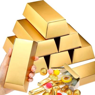 China Gold Bars Fake Bar Gift Box Golden Party Favor Chocolate Gold Coins Foil Treasure Brick Paper Boxes Halloween Party for sale