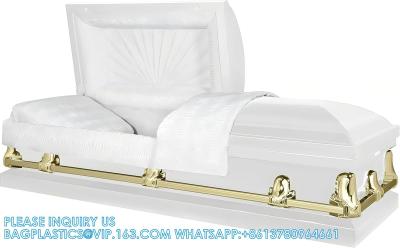 China Casket Orion Series Steel Casket (White And Gold) Handcrafted Funeral Casket - White And Gold Finish With White Crepe Te koop