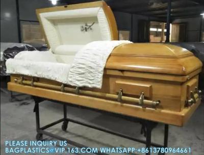 Chine Caskets Cambridge Mahogany Funeral Casket With Almond Velvet Interior - Solid Mahogany Wood à vendre