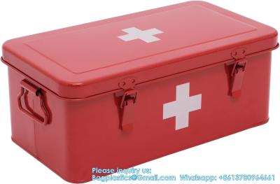 Chine First Aid Medicine Box, First Aid Kit Supplies Bin, Metal Medicine Storage Tin, First Aid Empty Box With Safety Lock à vendre