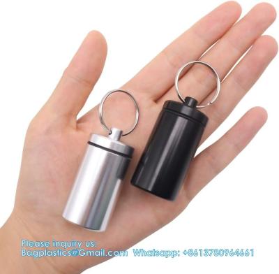 China Keychain Pill Holder (5 Pack), Aluminum Waterproof Portable Small Travel Medicine Bottle Case Box Container For Purse for sale