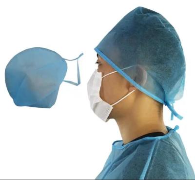 China Medical Manufacturer Hospital Requirements Blue SMS 35gsm Hat Doctor Surgeon Cap Breathe Cool and Strong Head Cover for sale