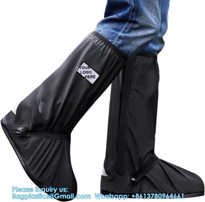 China Waterproof Shoe Covers, Reusable Foldable Rain Boot Shoe Cover With Zipper, Non-Slip, Reflector, Men Women Rain Gear for sale