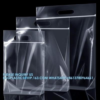 China Zipper Storage Bags Plastic Zipper Bags Transparent Zip Plastic Bags Expandable Bottom Bag With Carry Handle for sale