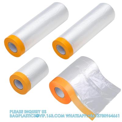 Chine Tape And Drape,Pre-Taped Masking Film, Masking Paper,Paint Adhesive Protective Paper Roll For Covering Skirting à vendre