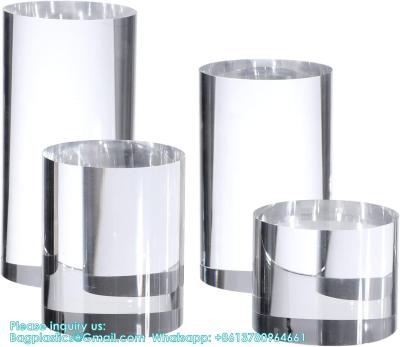 China Acrylic Cube Cylinder Round Photo Props, Transparent Solid Acrylic Display Blocks For Photography Boutique Jewelry for sale