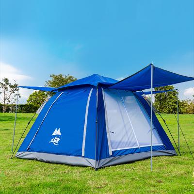 China Diagonal Tying Type Outdoor Camping Tent 3-4 Person Tent 3 Door 4 Windows Foldable Automatic Sun Protection Large Family Tent for sale