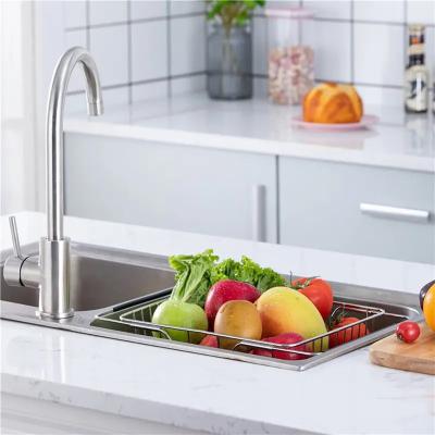 China Modern Sustainable 304 Stainless Steel Dish Rack Draining Rack Kitchen Storage Sink Organizer Kitchen Drainer Basket for sale