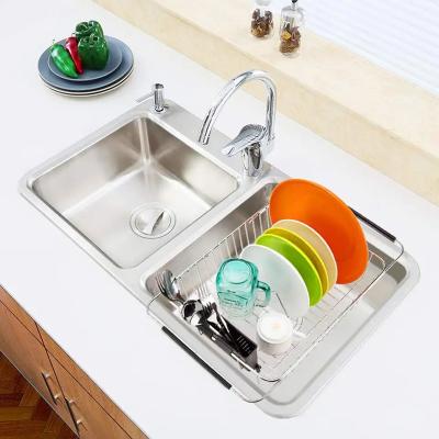 China High Quality Sustainable 304 Stainless Steel Dish Drying Rack Dish Drainer Racks Kitchen Sink Shelf Kitchen Storage To Organize for sale