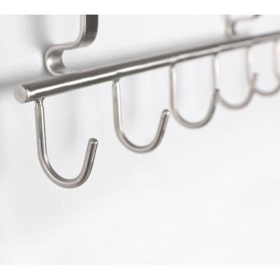 China Stainless Steel Kitchen Hook Rack Rod Tier Hook Spoon Spatula Holder Non Drilling Solid Viable Hanging Shelf for sale