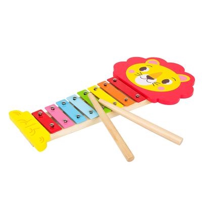 China Set of Educational Percussion Wooden Toy Eight Tone Lion Xylophone Music Learning Educated Children Toys Musical Instrument for sale