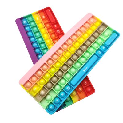 China Playing Rainbow Letter Keyboard Relieve Stress Child's Play Silicone Push Bubble Fidget Sensory Toy Keyboard Toy for sale