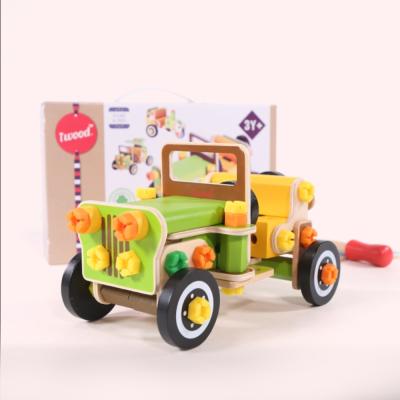 China 2022 Educational Toy High Quality Logic Training Wooden Assembly Building Toy Car for sale