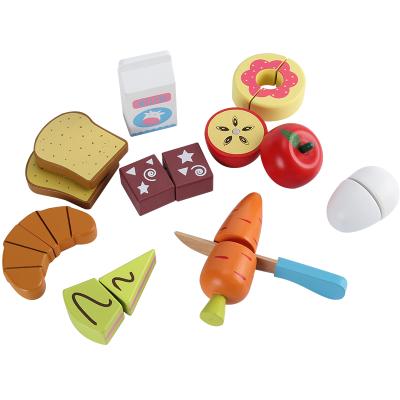 China Fruit wood colorful vegetable magnet simulation children's set wooden kitchen toys 33 pieces cutting toys cognitive toys for sale