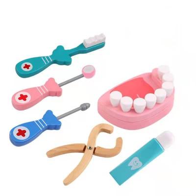 China New Arrival Wooden Children Dentist Medical Pretend Play Wooden Doctor Set For Kids for sale