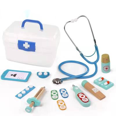 China High Quality Wooden Toy Kids Medical Box Doctor Role Playing Simulation Wooden Game Set for sale