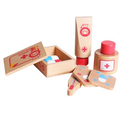 China Children's Playing Simulated Box Medical Stethoscope Pretend Wooden Doctor Toys Play Wooden Game Toys Set Other Educational Toys for sale