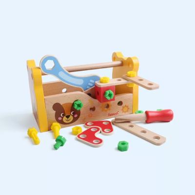 China DIY TOY New Arrival Educational Boys Role Play Wooden Portable Tool Box Toy for sale