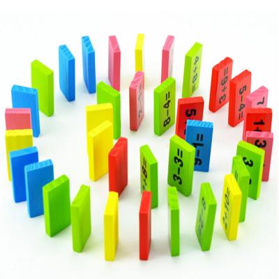 China Hot Selling Creative Children's Game Digital Math Wooden Dominoes Teaching Aid Education Enlightenment Wooden Toys for sale