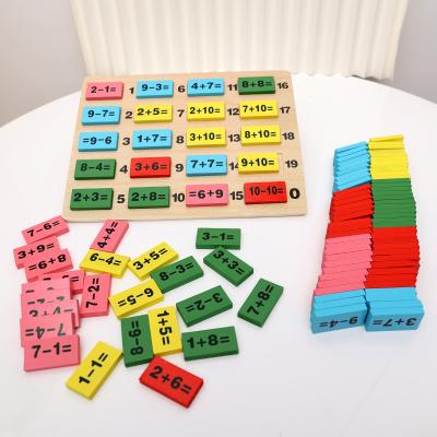 China Playing Wooden Multi-Color Blocks Early Mathematics Educational Toys Kids Math Domino Learning Toy Sets for sale