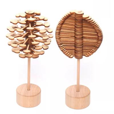 China New Design Pattern Musical Creative Lollipop Puzzle Decompression Toy Rotary Stress Relief Rotating Wooden Toy for sale