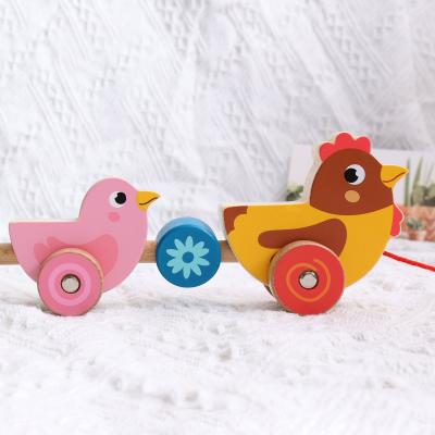 China Playing Toys Wooden Educational Montessori Toys Pull Along Toy Hen for sale