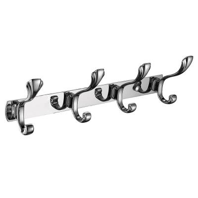 China Wall Mounted 4 Tri Hook Robe Hook Living Room Living Room Coat Rack Stainless Luxury Chrome for sale