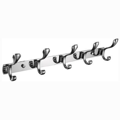 China Living Room Metal Robe Hook Hanger 5 Silver Tri Hanger Sustainable Wall Mount Single Bathroom for sale