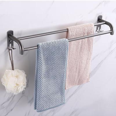 China Durable Bathroom Accessories Factory Wall Towel Rack Stainless Steel Double Towel Rack Hotel for sale