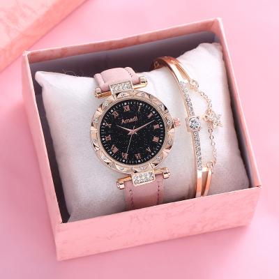 China Fashion Unisex Ladies Watch Wristwatch Romantic Leather Band Strap Set Starry Sky Quartz Watches Clock For Women Relogio reloj for sale