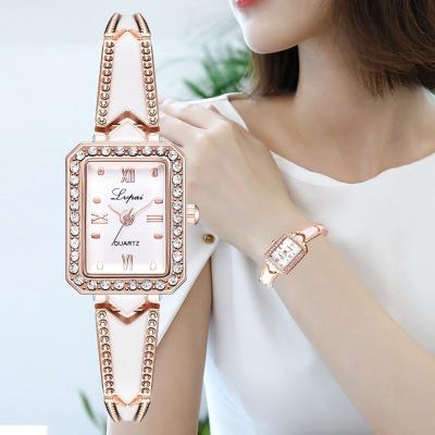 China Trendy Rhinestone Rectangle Diamond Watch Woman Fashion Luxury Quartz Wristwatches for Women Ladies Bracelet Watches Clock reloj for sale