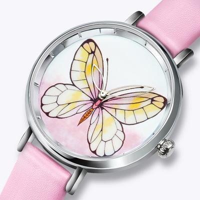 China Fashionable Quartz Watch Shape Butterfly Pattern Women Watches Leather Strap Waterproof Quartz Watch For Woman Ladies Watches Relogio Feminino 2021 for sale