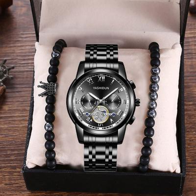 China Day/date steel watch gift box for men watch crown bracelet watches set steel band quartz clock gift for reloj male mujer clock saat bayan for sale