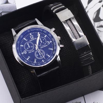 China Fashion\Luxury Popular Dress Fashion 3 Pieces/Set Men's Watches Set With Box Strap Sport Men Wrist Watch Quartz Band Quartz Watch Business Leather Wrist Watch for sale