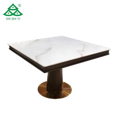 China Convertible solid modern luxury marble square restaurant dining table furniture for hotel for sale from Shiyi factory for sale