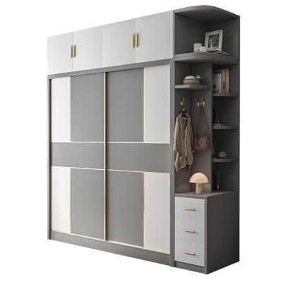 China (Size) Customized Multifunctional High Grade Gray Glass Bedroom Furniture Modern Style Adjustable Sliding Door Panel Wardrobe for sale