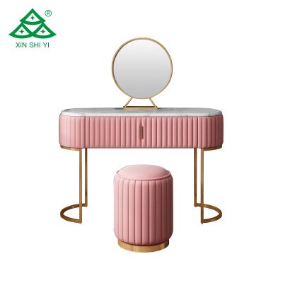 China (Other)Adjustable Light Luxury Fabric Metal Frame Dressing Makeup Table Design From Factory Sale for sale