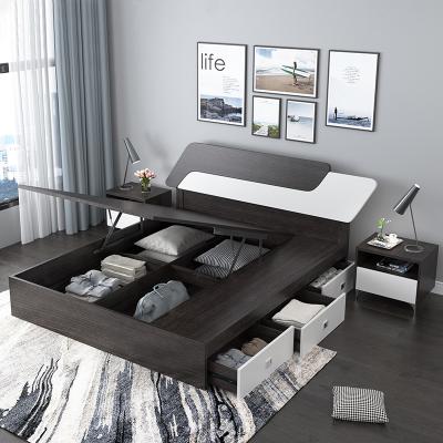 China Modern Nordic Wood Storage Double Bed Design Standard Expport Package for sale